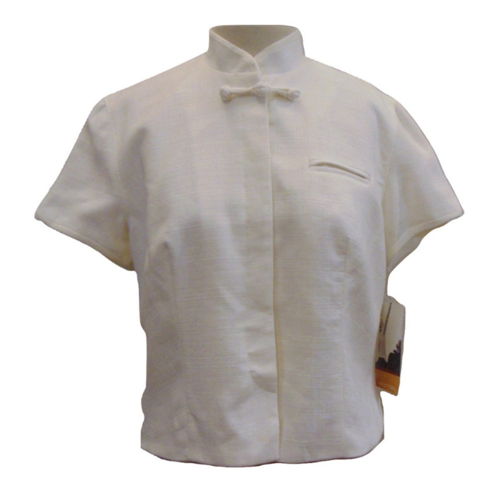 Halston short mandarin jacket ivory New Sz 8